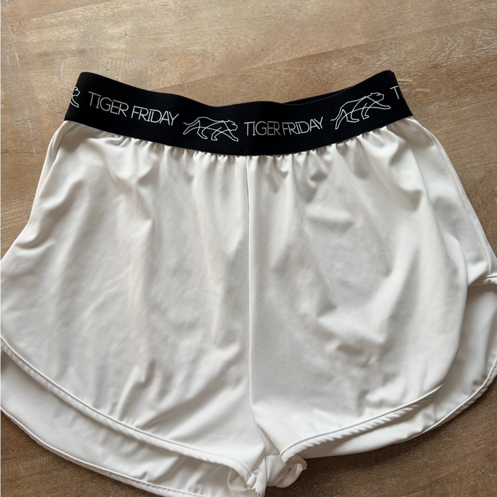 Tiger Friday White Athletic Shorts